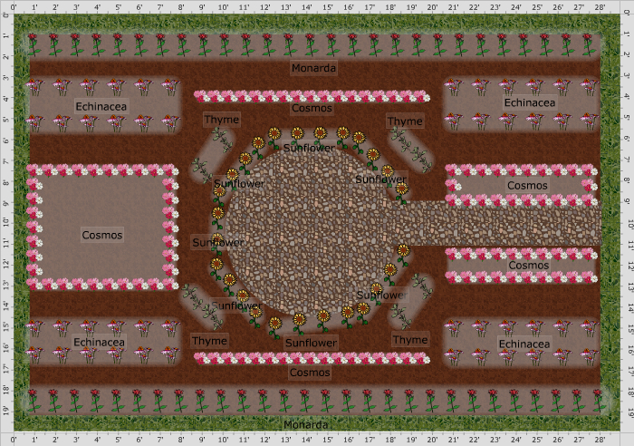 flower garden plan with traditional rows